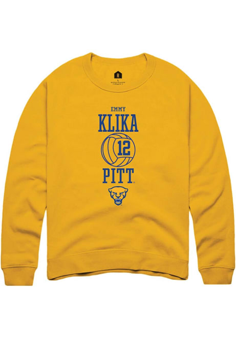 Emmy Klika Rally Mens Gold Pitt Panthers NIL Sport Icon Crew Sweatshirt