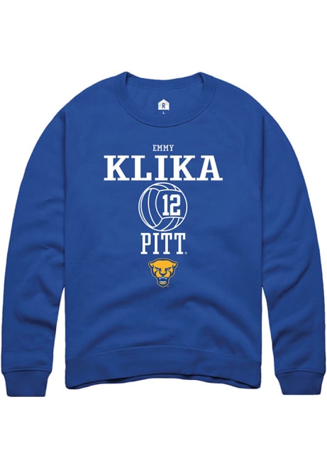 Emmy Klika Rally Mens Blue Pitt Panthers NIL Sport Icon Crew Sweatshirt