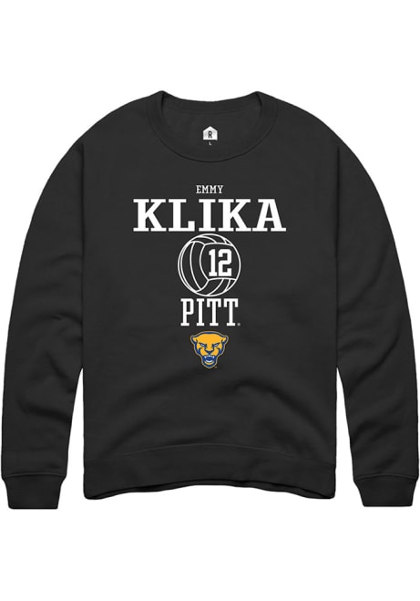 Emmy Klika Rally Mens Black Pitt Panthers NIL Sport Icon Crew Sweatshirt