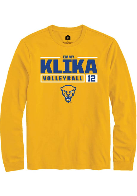 Emmy Klika Rally Mens Gold Pitt Panthers NIL Stacked Box Tee