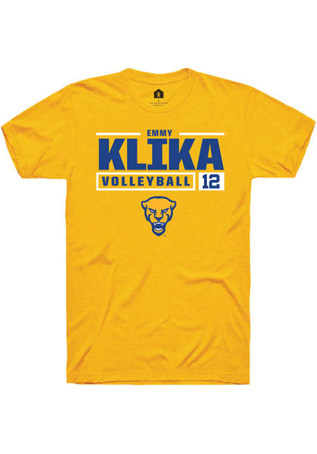 Emmy Klika Gold Pitt Panthers NIL Stacked Box Short Sleeve T Shirt