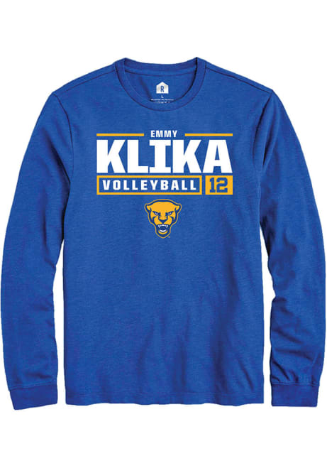 Emmy Klika Rally Mens Blue Pitt Panthers NIL Stacked Box Tee