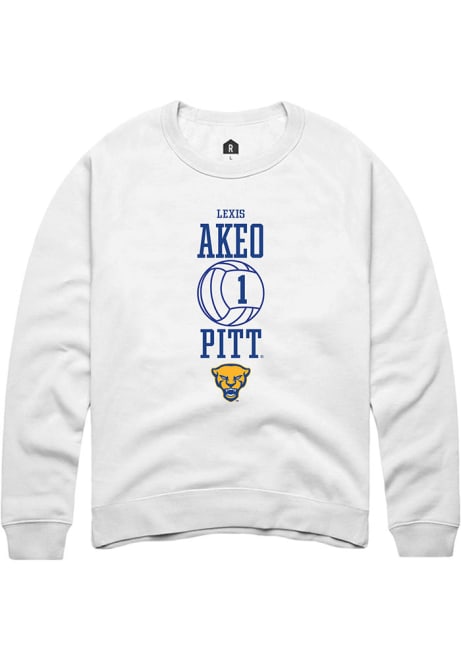 Lexis Akeo Rally Mens White Pitt Panthers NIL Sport Icon Crew Sweatshirt