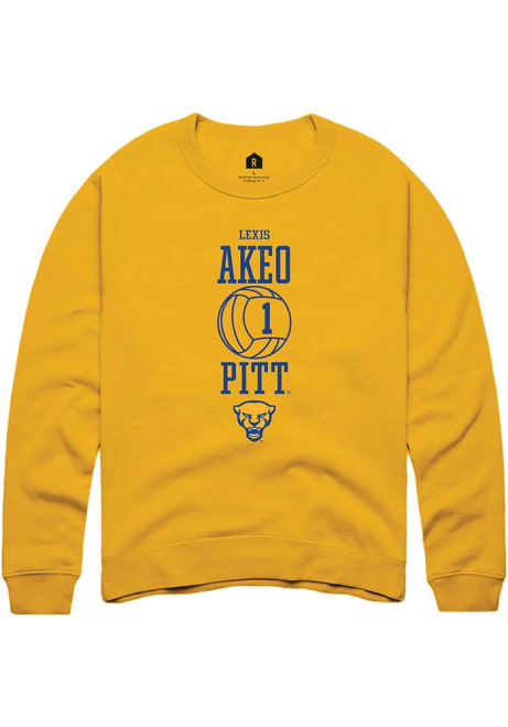 Lexis Akeo Rally Mens Gold Pitt Panthers NIL Sport Icon Crew Sweatshirt