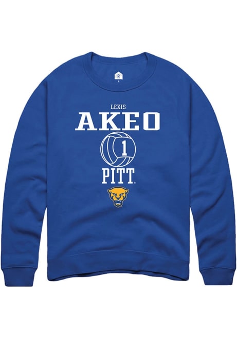 Lexis Akeo Rally Mens Blue Pitt Panthers NIL Sport Icon Crew Sweatshirt