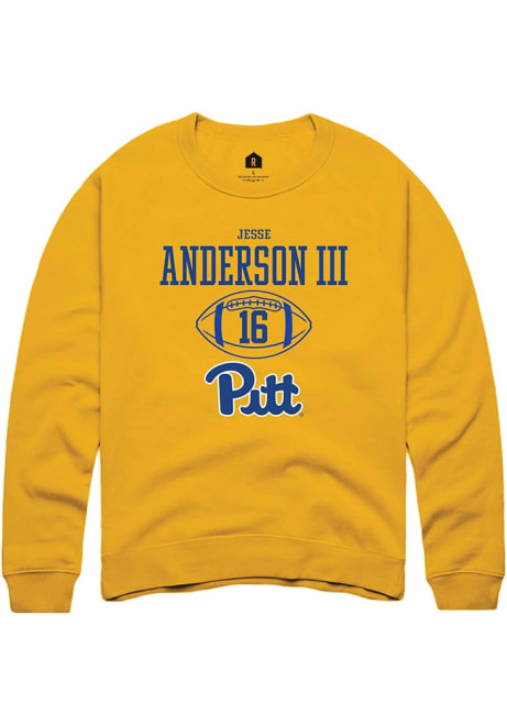 Jesse Anderson lll Rally Mens Gold Pitt Panthers NIL Sport Icon Crew Sweatshirt