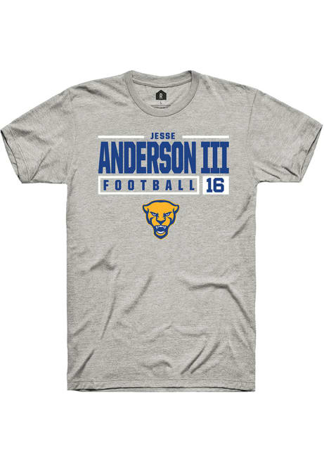 Jesse Anderson lll Ash Pitt Panthers NIL Stacked Box Short Sleeve T Shirt