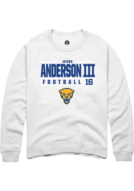 Jesse Anderson lll Rally Mens White Pitt Panthers NIL Stacked Box Crew Sweatshirt