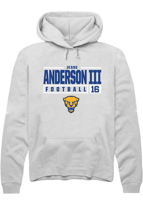 Jesse Anderson lll Rally Mens White Pitt Panthers NIL Stacked Box Hooded Sweatshirt