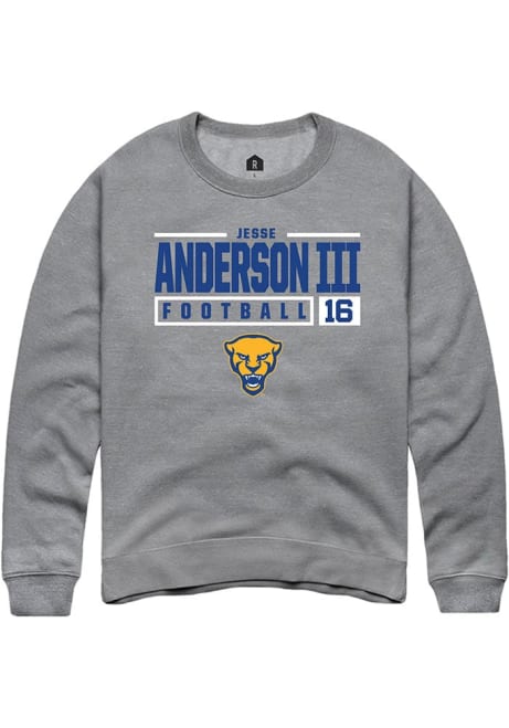 Jesse Anderson lll Rally Mens Graphite Pitt Panthers NIL Stacked Box Crew Sweatshirt