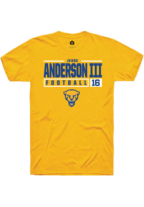 Jesse Anderson lll Gold Pitt Panthers NIL Stacked Box Short Sleeve T Shirt