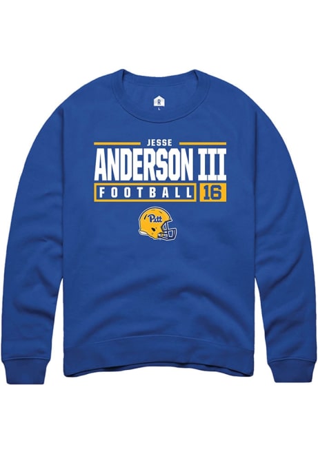 Jesse Anderson lll Rally Mens Blue Pitt Panthers NIL Stacked Box Crew Sweatshirt