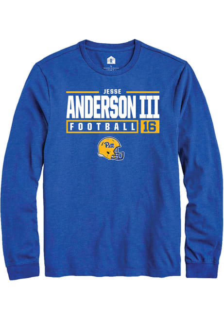 Jesse Anderson lll Rally Mens Blue Pitt Panthers NIL Stacked Box Tee