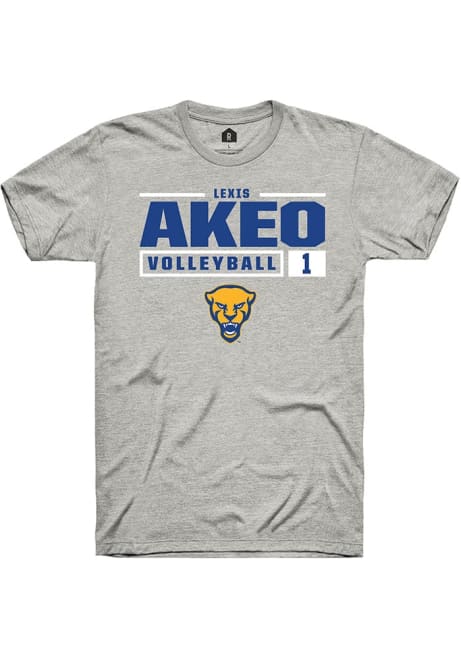 Lexis Akeo Ash Pitt Panthers NIL Stacked Box Short Sleeve T Shirt