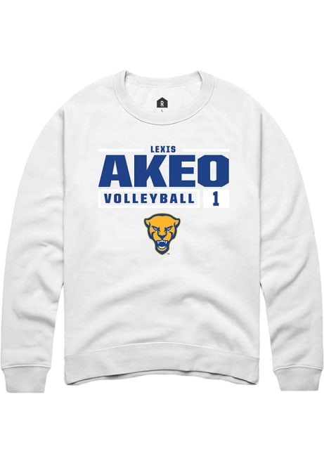 Lexis Akeo Rally Mens White Pitt Panthers NIL Stacked Box Crew Sweatshirt