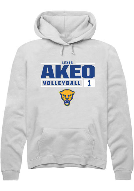 Lexis Akeo Rally Mens White Pitt Panthers NIL Stacked Box Hooded Sweatshirt