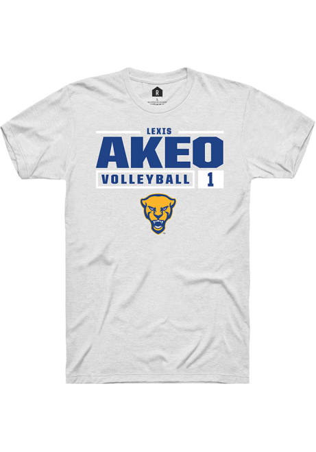 Lexis Akeo White Pitt Panthers NIL Stacked Box Short Sleeve T Shirt