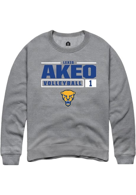 Lexis Akeo Rally Mens Graphite Pitt Panthers NIL Stacked Box Crew Sweatshirt