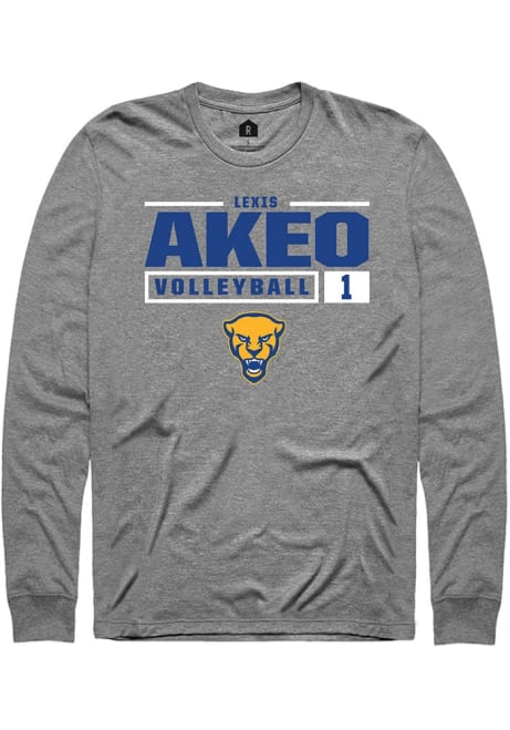 Lexis Akeo Rally Mens Graphite Pitt Panthers NIL Stacked Box Tee