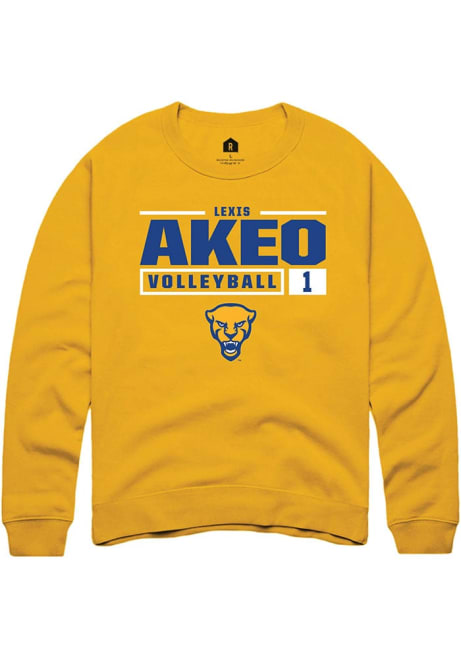 Lexis Akeo Rally Mens Gold Pitt Panthers NIL Stacked Box Crew Sweatshirt