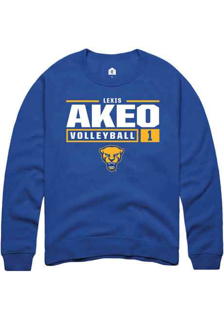 Lexis Akeo Rally Mens Blue Pitt Panthers NIL Stacked Box Crew Sweatshirt