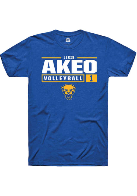 Lexis Akeo Blue Pitt Panthers NIL Stacked Box Short Sleeve T Shirt