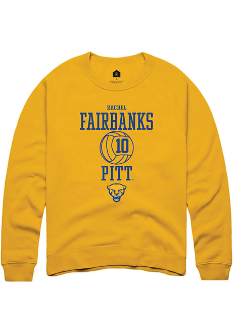 Rachel Fairbanks Rally Mens Gold Pitt Panthers NIL Sport Icon Crew Sweatshirt