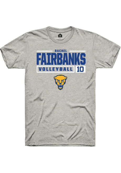 Rachel Fairbanks Ash Pitt Panthers NIL Stacked Box Short Sleeve T Shirt