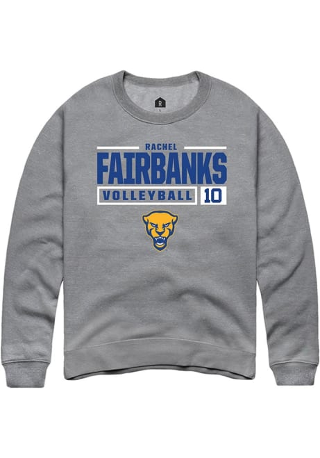 Rachel Fairbanks Rally Mens Graphite Pitt Panthers NIL Stacked Box Crew Sweatshirt