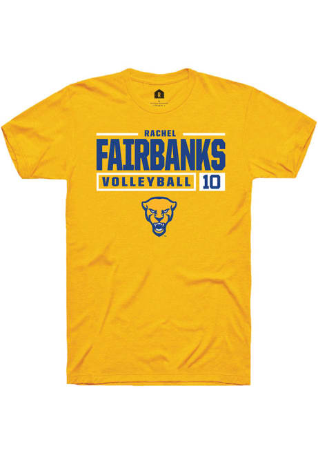 Rachel Fairbanks Gold Pitt Panthers NIL Stacked Box Short Sleeve T Shirt