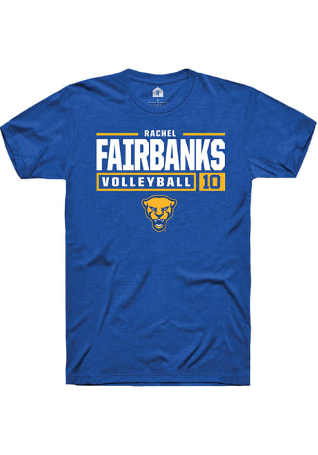 Rachel Fairbanks Blue Pitt Panthers NIL Stacked Box Short Sleeve T Shirt