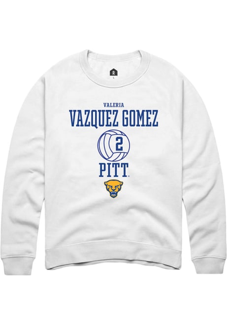 Valeria Vazquez Gomez Rally Mens White Pitt Panthers NIL Sport Icon Crew Sweatshirt