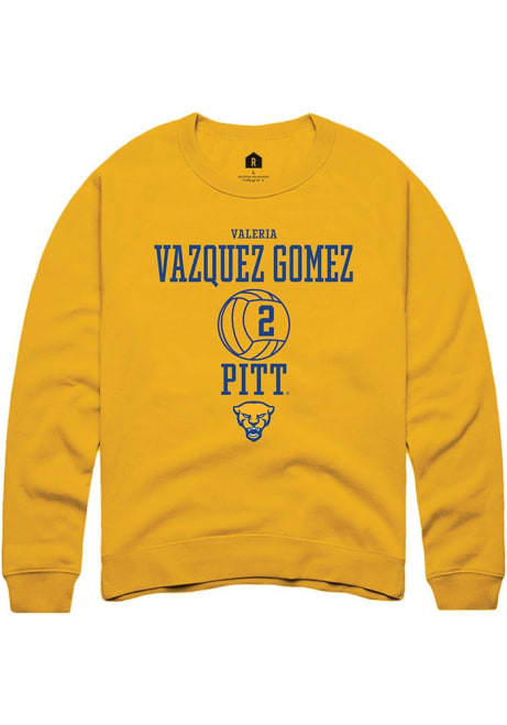 Valeria Vazquez Gomez Rally Mens Gold Pitt Panthers NIL Sport Icon Crew Sweatshirt