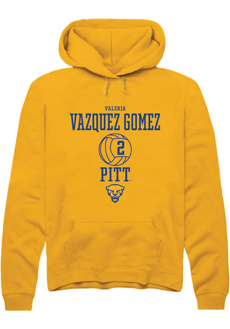 Valeria Vazquez Gomez Rally Mens Gold Pitt Panthers NIL Sport Icon Hooded Sweatshirt