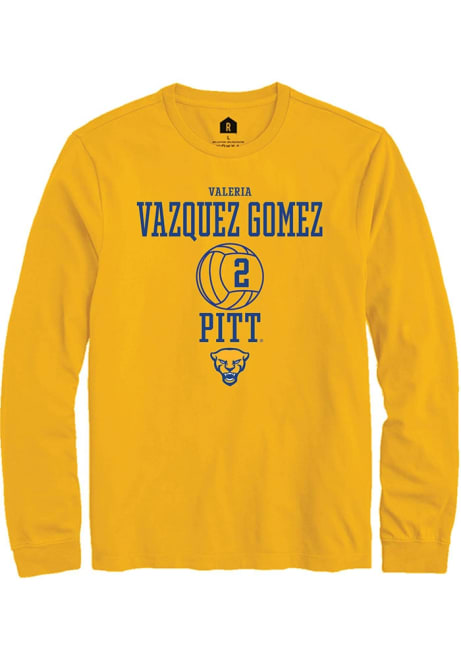 Valeria Vazquez Gomez Rally Mens Gold Pitt Panthers NIL Sport Icon Tee