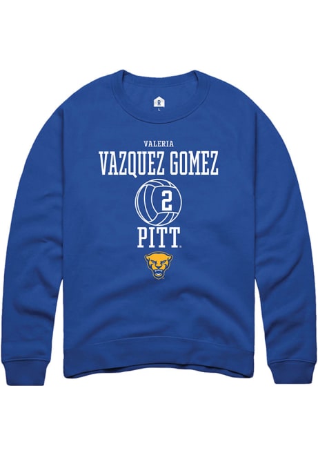 Valeria Vazquez Gomez Rally Mens Blue Pitt Panthers NIL Sport Icon Crew Sweatshirt