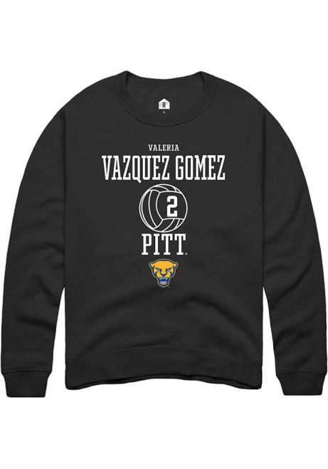 Valeria Vazquez Gomez Rally Mens Black Pitt Panthers NIL Sport Icon Crew Sweatshirt