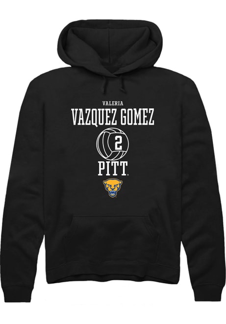 Valeria Vazquez Gomez Rally Mens Black Pitt Panthers NIL Sport Icon Hooded Sweatshirt