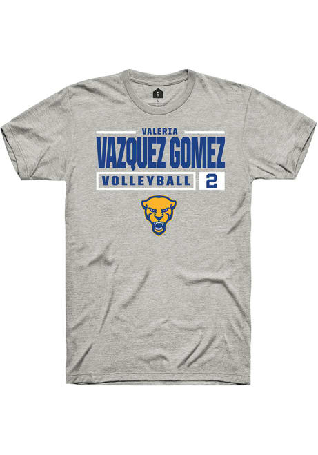 Valeria Vazquez Gomez Ash Pitt Panthers NIL Stacked Box Short Sleeve T Shirt