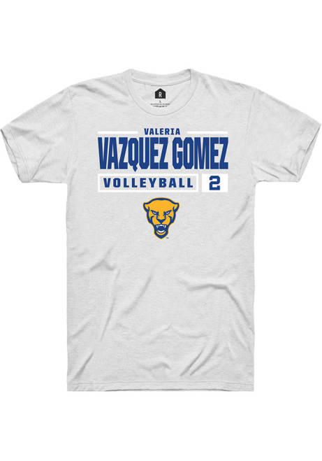 Valeria Vazquez Gomez White Pitt Panthers NIL Stacked Box Short Sleeve T Shirt