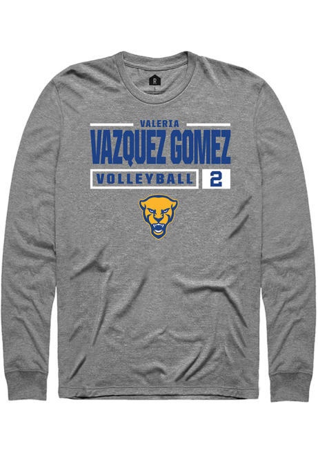 Valeria Vazquez Gomez Rally Mens Graphite Pitt Panthers NIL Stacked Box Tee