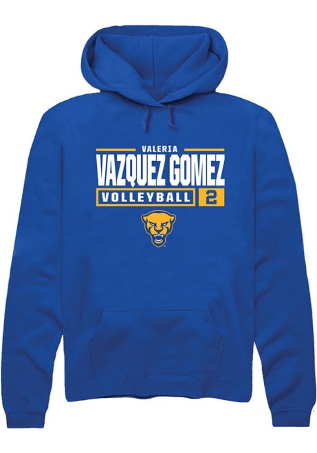 Valeria Vazquez Gomez Rally Mens Blue Pitt Panthers NIL Stacked Box Hooded Sweatshirt