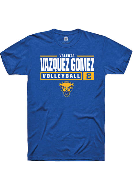 Valeria Vazquez Gomez Blue Pitt Panthers NIL Stacked Box Short Sleeve T Shirt