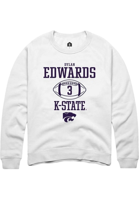 Dylan Edwards Rally Mens White K-State Wildcats NIL Sport Icon Crew Sweatshirt