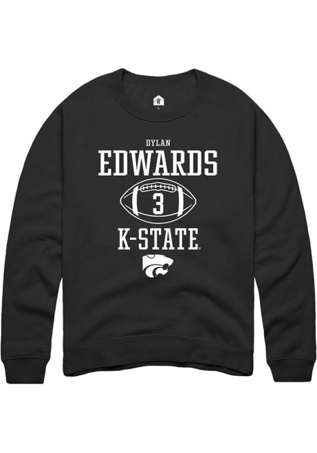 Dylan Edwards Rally Mens Black K-State Wildcats NIL Sport Icon Crew Sweatshirt