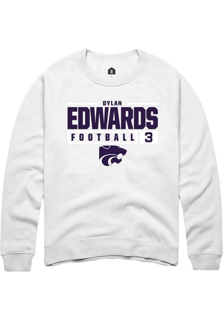 Dylan Edwards Rally Mens White K-State Wildcats NIL Stacked Box Crew Sweatshirt