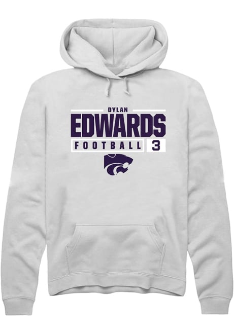 Dylan Edwards Rally Mens White K-State Wildcats NIL Stacked Box Hooded Sweatshirt