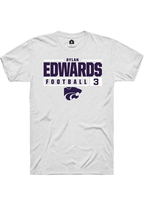 Dylan Edwards White K-State Wildcats NIL Stacked Box Short Sleeve T Shirt