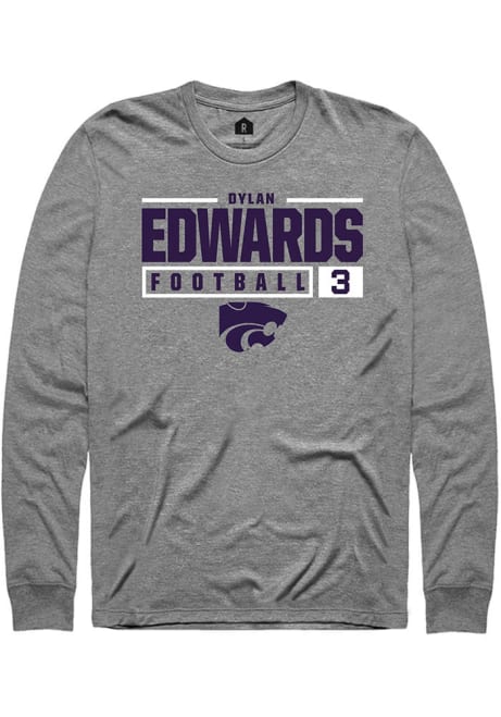 Dylan Edwards Rally Mens Graphite K-State Wildcats NIL Stacked Box Tee