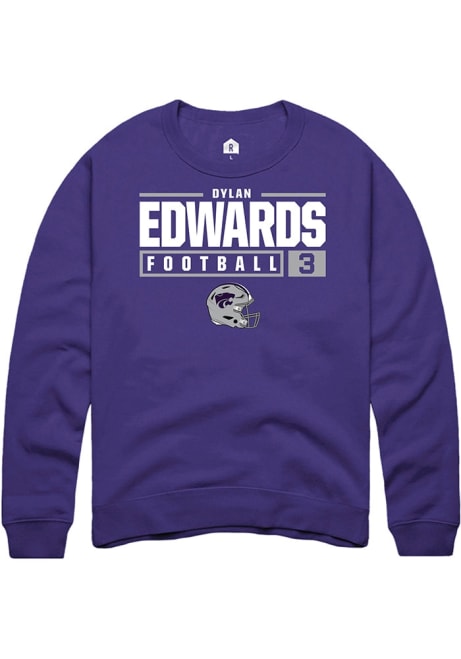 Dylan Edwards Rally Mens Purple K-State Wildcats NIL Stacked Box Crew Sweatshirt